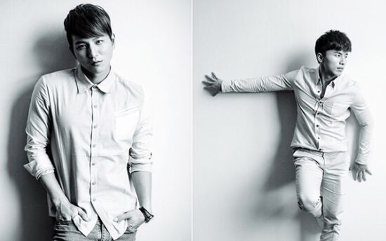 Male model in black and white studio portrait