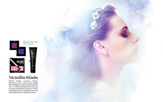 Female model with creative makeup products photoshoot