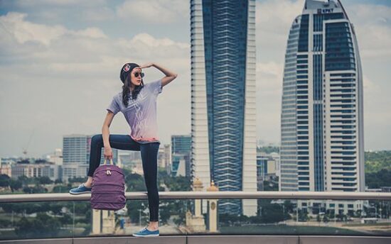 Female model outdoor lifestyle photography in cityscape