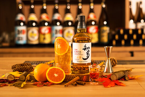 Chita Whiskey cocktail glass with garnish – beverage product photography.