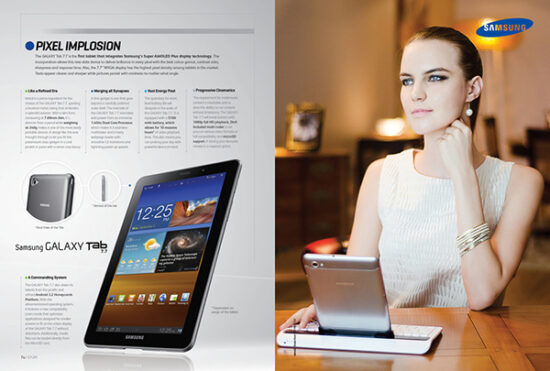 Female model with tablet product photoshoot