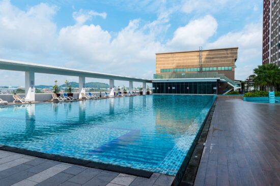 Swimming pool view at residential condominium