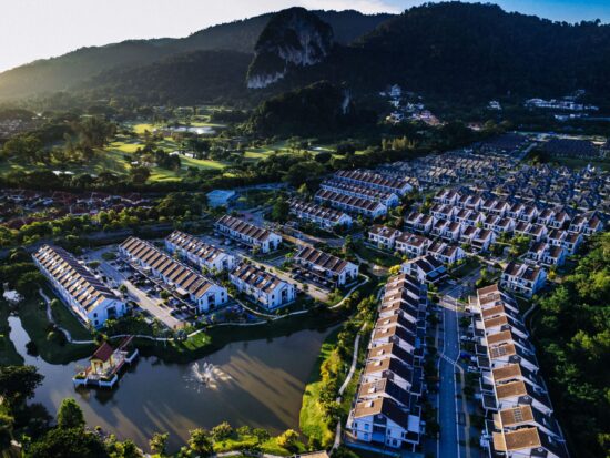 The mountain and full town house view